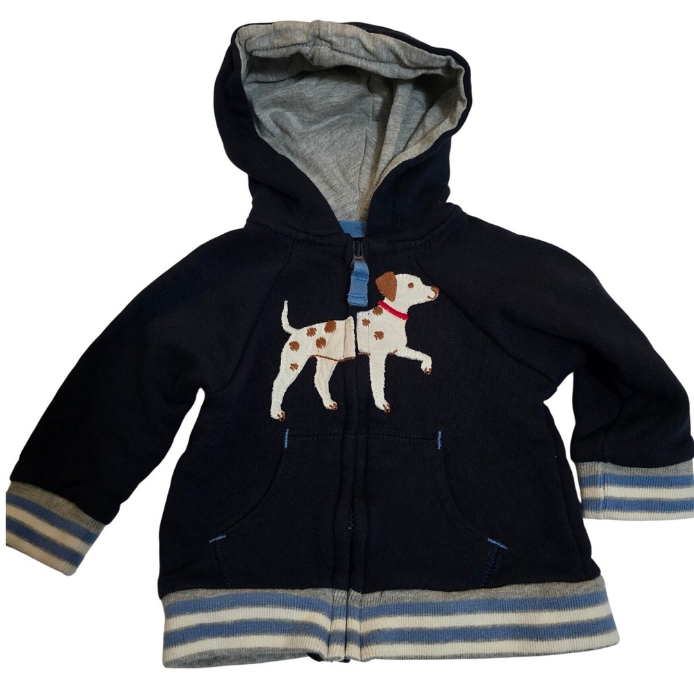 Hatley Baby Navy Blue Dalmatian Dog Full Zip Hoodie Sweatshirt 3-6M